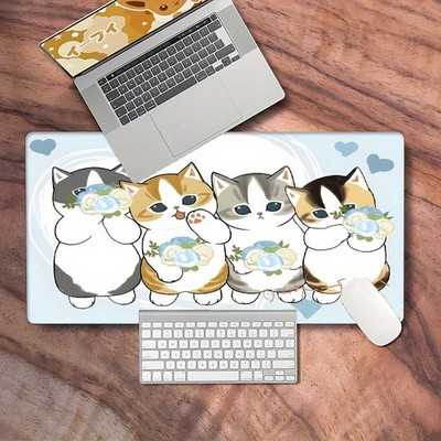 40*90cmMofusand E Large Gaming Desk Mat with Cute Anime Cat&Mofu Characters-