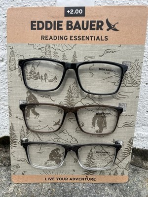 Eddie Bauer Designer Reading Glasses 3 PK Card Readers +2.00 AWESOME QUALITY  