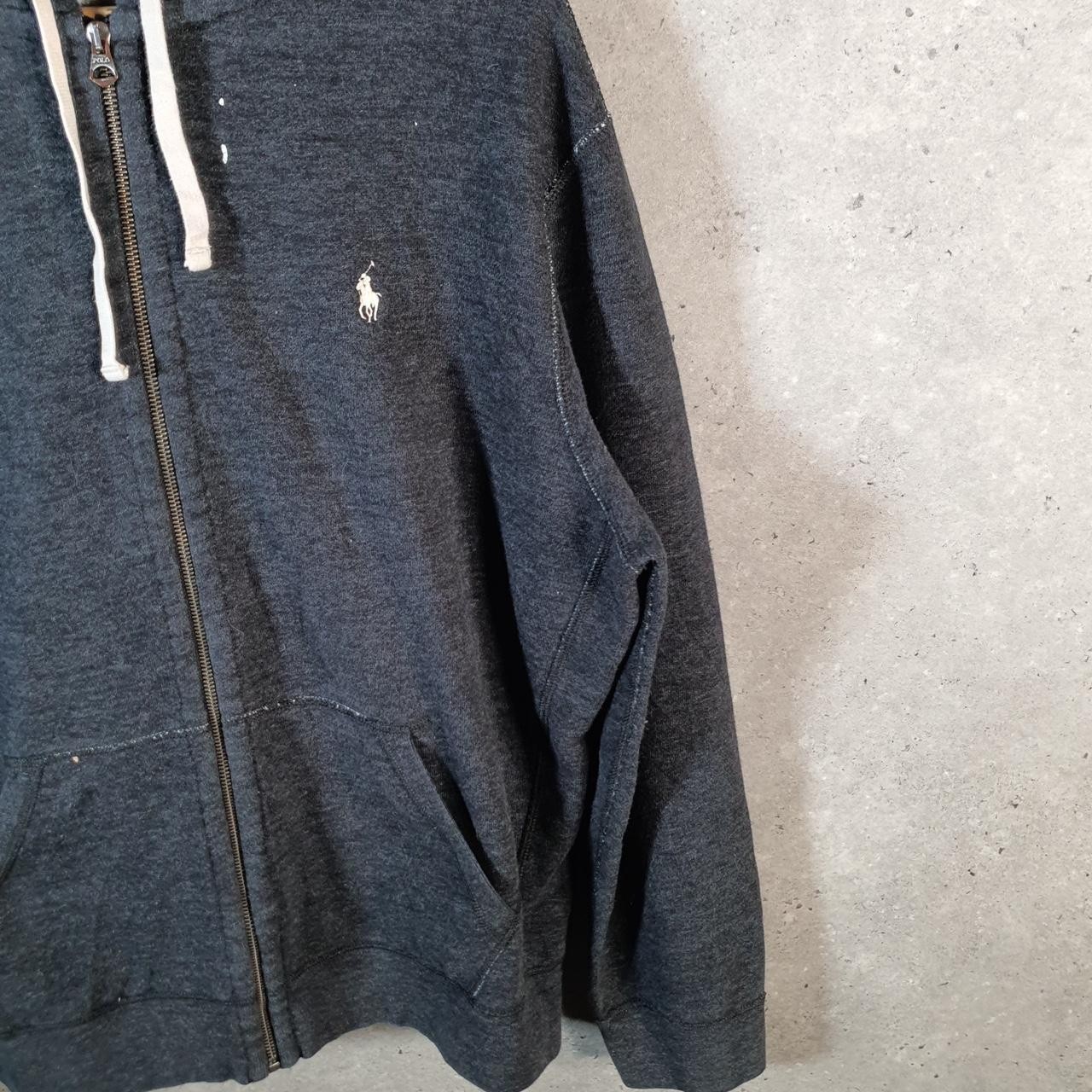 Polo Ralph Lauren vintage pesante con cappuccio uomo XL grigio cotone full zip pony