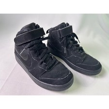 Nike Court Borough Mid 2 GS Triple Black CW5867-001 High Top Sneakers Size 5Y