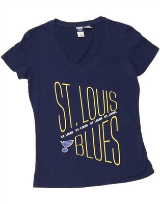 NHL Damen-T-Shirt St. Louis Blues Grafik Oberteil UK 10 Small marineblau JB07