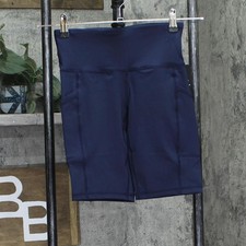 ID Ideology Womens Petite Compression High-Rise 10" Bike Shorts Navy Blue PP