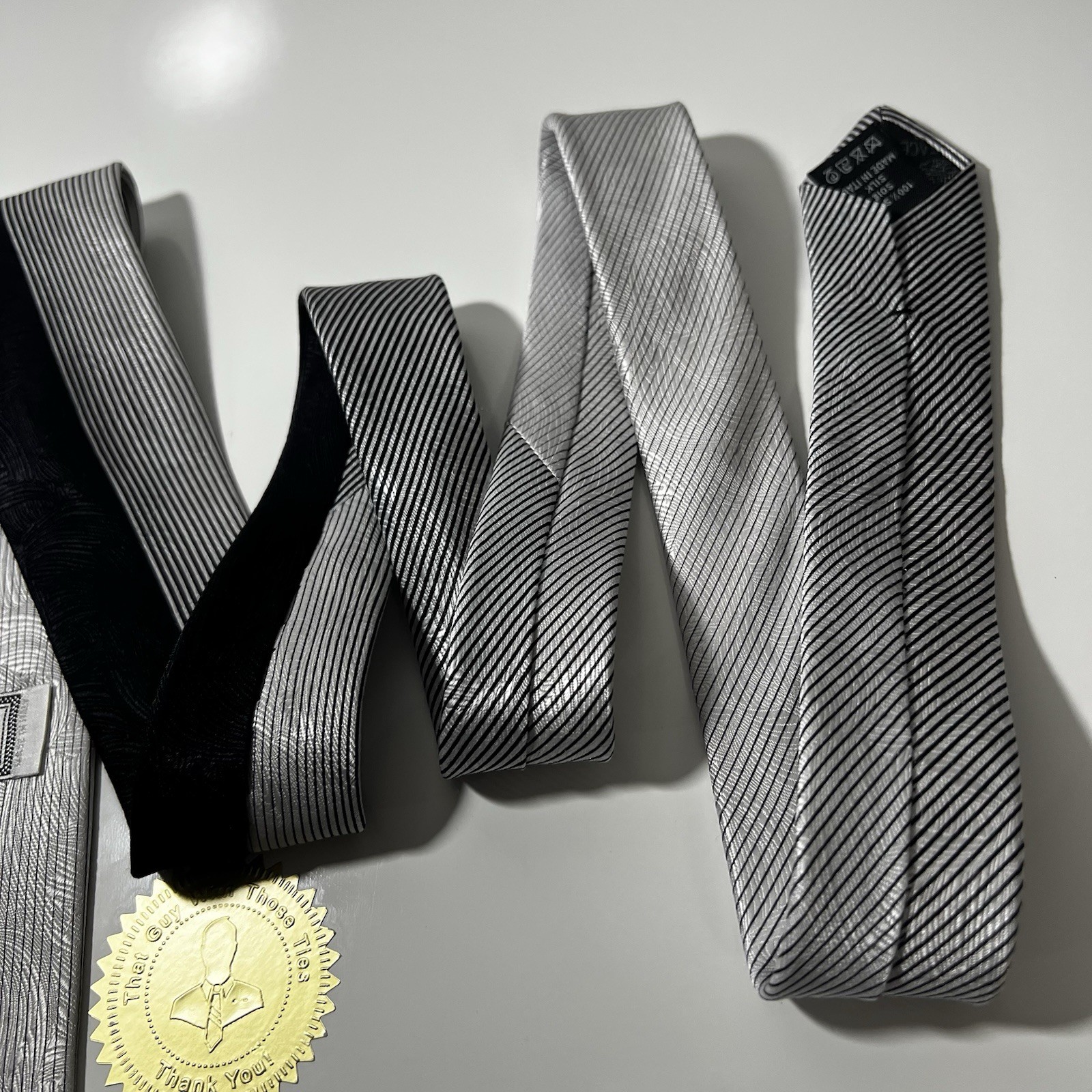 VERSACE Black&Silver Split Pattern Silk Luxury Ti… - image 4