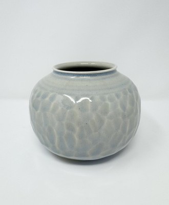 Brother Thomas Bezanson Benedictine Monk Blue Carved Facets Pottery Vase