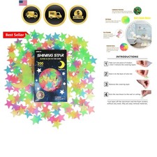 Glow in The Dark Stars Stickers for Ceiling, Adhesive 200pcs 3D Glowing Stars...