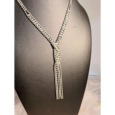 A Double Chain Rhinestone Necklace Elegant Evening Tassel Glamorous Runway