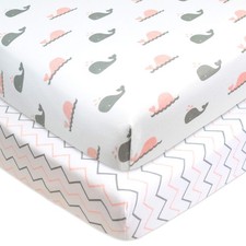 2 Pack 100 Natural Cotton Fitted Mini Crib Sheets 38" x 24" - Soft  Breatha...