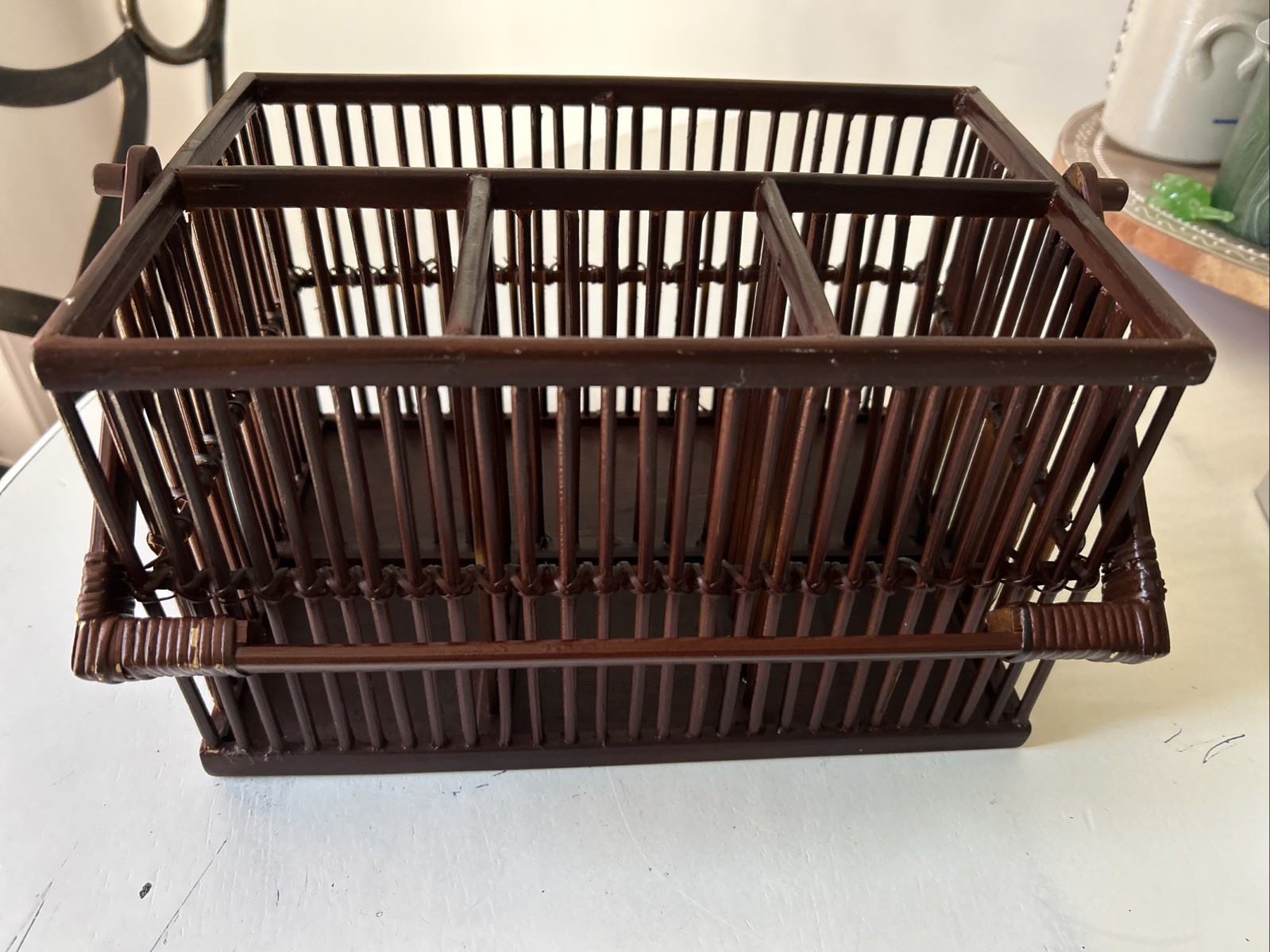 VTG Utensil & Napkin Carrier Holder Made Of Plastic & Wood BBQ Picnic 6.25”H