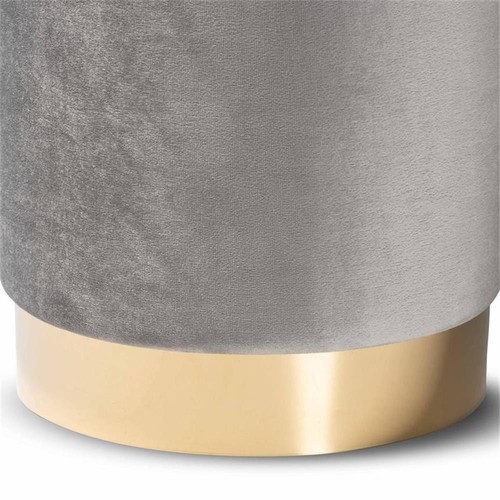 Baxton Studio Chaela Gray Velvet and Gold Finished Metal Ottoman - Picture 2 of 7