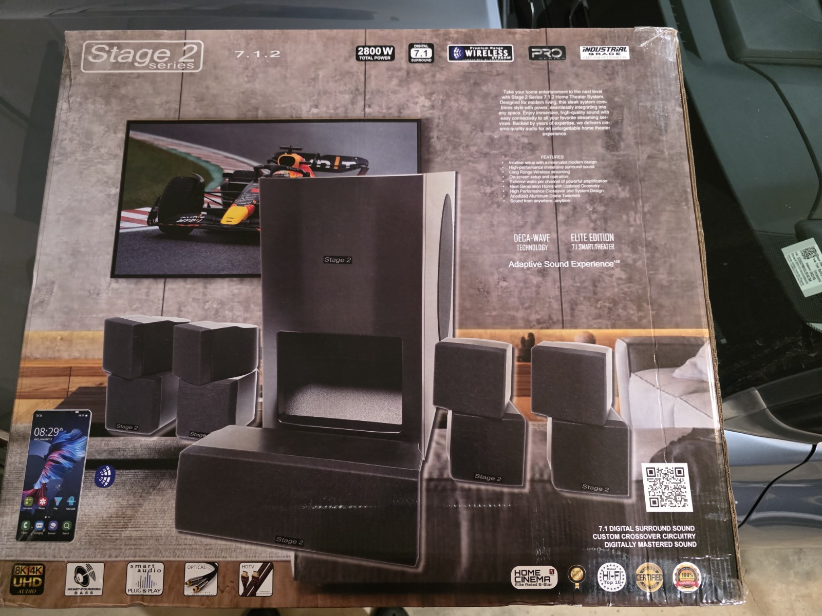 7.1.2 Speaker Home Theater System With Subwoofer Black New I