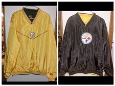 Vntg NFL Pittsburgh Steelers Reversible Pullover Track Jacket Mens L