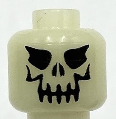 Lego New Minifig Glow In Dark Opaque Minifigure Head Skull Evil w/ Eyebrows Part