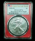 2020-W BURNISHED $1 Silver Eagle .999 FINE PCGS SP70  1st day of issue #7326