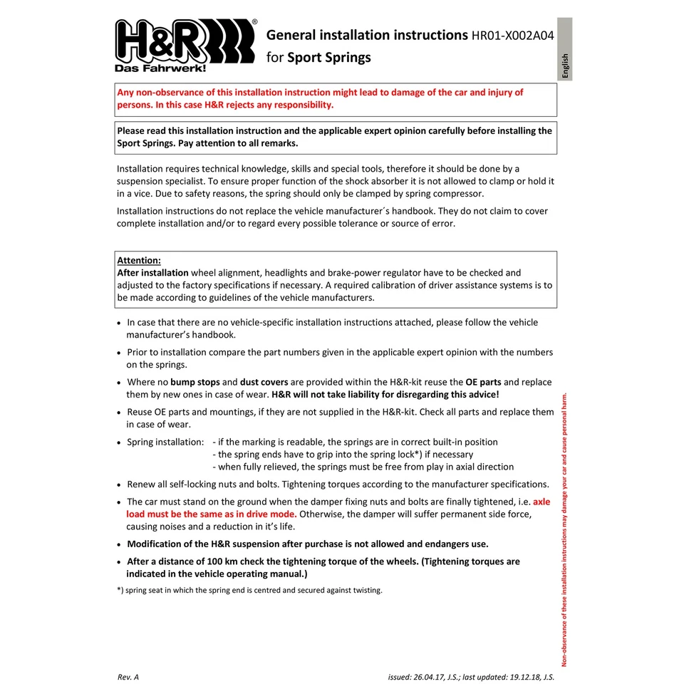 Комплект спортивных передних задних пружин для занижения H&R 29081-1 для Mitsubishi Outlander 2007-2013 годов выпуска - Изображение 4 из 4