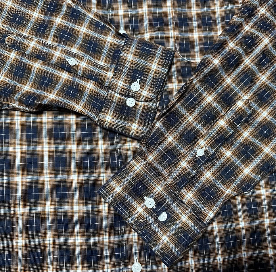 Camisa Roundtree Yorke Etiqueta Dorada Hombres 3XB Abotonada Sin Hierro Algodón Marrón $89 Foto 4 de 4