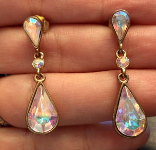 STUNNING VINTAGE ESTATE SIGNED GIVENCHY AB RHINESTONE 1 3/8 POST EARRINGS G45083