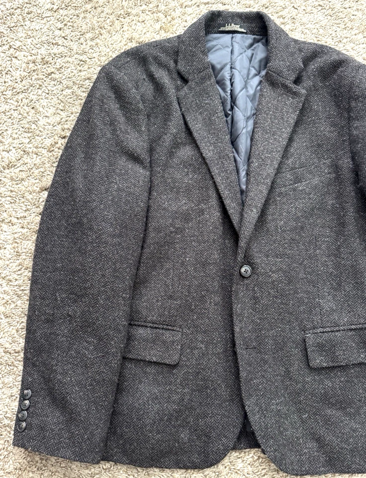 De colección. L.L. Chaqueta Abrigo Deportivo Bean Tweed Para Hombre 42S Corta Marrón Oscuro Lana-Nylon Usada en Excelente Condición Foto 2 de 4