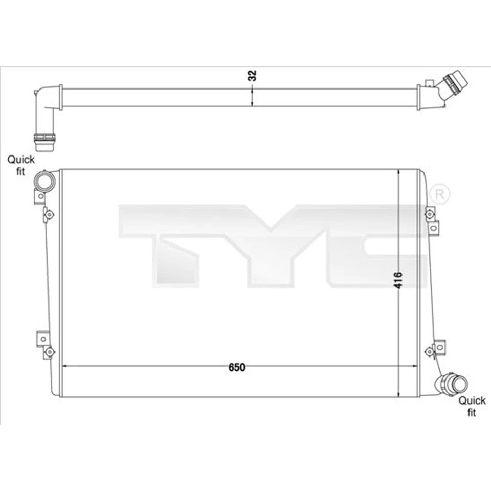 TYC Radiateur Refroidissement Moteur Convient pour Audi A3 Seat Altea Leon Skoda - Photo 1/1