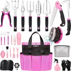 Pink Garden Tool Set 24PCS Heavy Duty with Detachable Waterproof Storage Bag