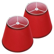 Red Small Lamp Shades Set of 2, 6" Top x 10" Bottom x 7" High Empire Fabric L...