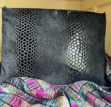 Vintage Bags by Pinky Large 13" Black Leather Reptile Snakeskin Envelope Clutch