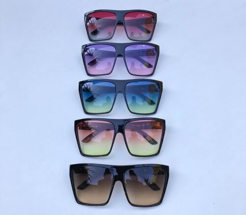 Mens XXL New Big Square Flat Top Ombre Lens Large Cool Hipster Sunglasses 8818 - Afbeelding 1 van 13