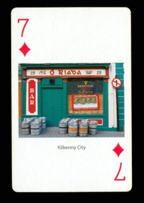 1 x Spielkarte Irish Pub O Riadas Kilkenny City 7 Diamanten Q77