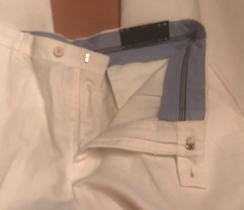 ABITO NAUTICA BLU UOMO 20 REG BIANCO LINO VESTITO PANTALONE TINTA UNITA DAVANTI MACY’S NUOVO CON ETICHETTE - Foto 7 di 12