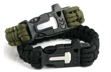 Paracord Bracelet Survival Gear, Fire Starter Kit, Emergency Knife, and Whistle