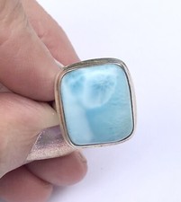 VTG Larimar Pectolite Sterling Silver Ring Bright Blue Ocean tranquility sz 6