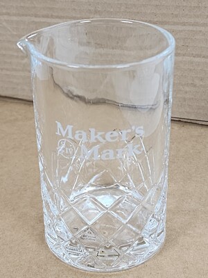 Maker's Mark Crystal Cocktail Mixing Mix Glass with Pour Spout Diamond Pattern