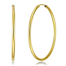 Wellingsale 14k Yellow Gold 2mm Endless Classic Hoop Earrings 45 x 45 mm 
