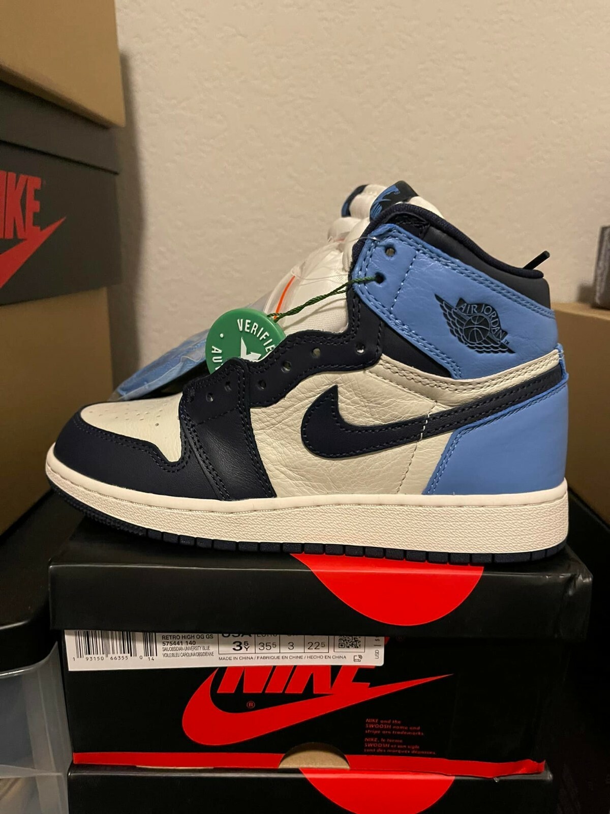 Nike Air Jordan 1 Retro High OG Obsidian UNC GS 575441-140 Size 3.5Y Brand  New | eBay