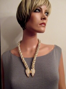 Authentic K.J.L. 1960s Beaded Crystal Snake Necklace Gold Plated Mogul Mughal Rare Superb!