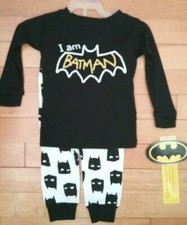 Boys I AM BATMAN 12 Month Pajamas Pjs set baby black long sleeve New NWT Cute 