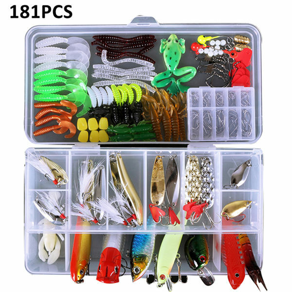 Zide 181pcs Fishing Lures Kit Soft Artificial Plastic Swimbaits