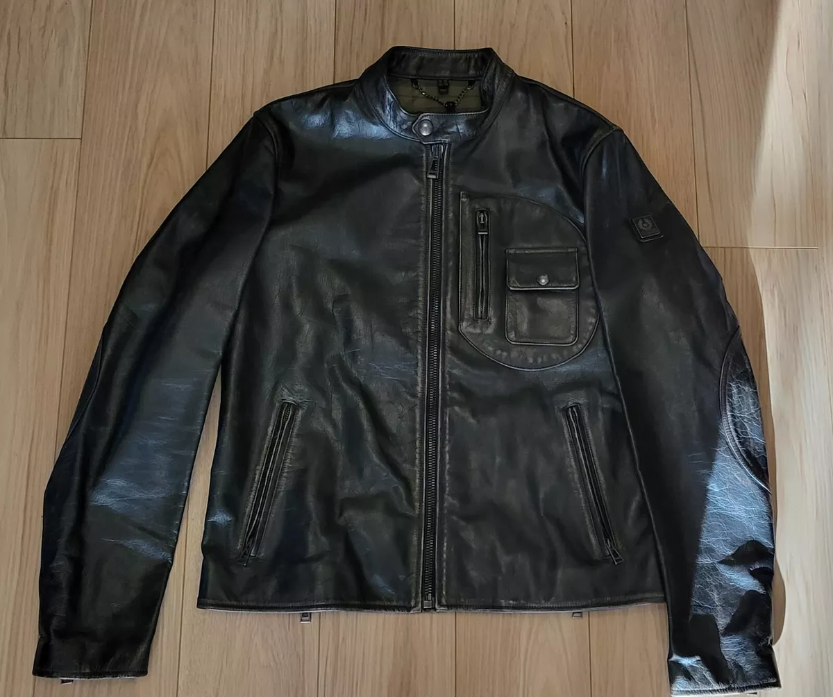 Belstaff Men's Langley Leather Jacket Distressed Black Calf - 50 IT 40 US -  NWT