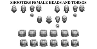FIREFORGE FORGOTTEN WORLD FWSRAC03 STONE REALM SHOOTERS FEMALE HEADS & TORSOS