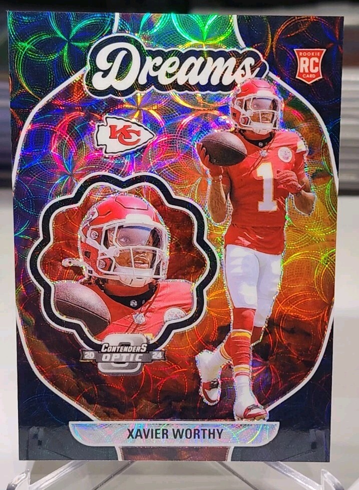 2024 Panini Contenders Optic Xavier Worthy ROOKIE CARD Dreams BLACK SCOPE #08/25