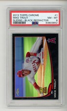 2013 Topps Chrome Mike Trout #1 Sliding BLACK REFRACTOR /100 PSA 8