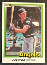 1981 Donruss Joe Rudi Baseball Card #174 Angels OF VG O/C
