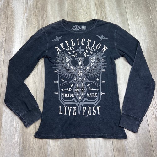 VINTAGE Affliction Shirt Mens Large Gary White Thermal Y2K MMA Men 90s USA