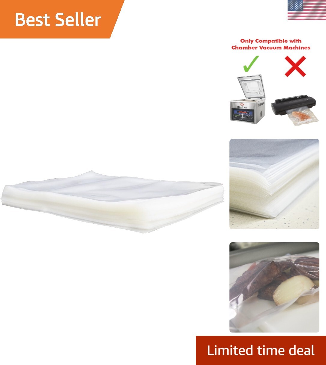 Vacuum Chamber Pouches 3-Mil 8x10 Inch 1000 Count White Sealing Bags