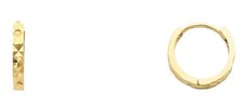 Ladies Kid Real 14k Yellow Gold 2 MM Thick Diamond Cut Huggies Hoop Earring
