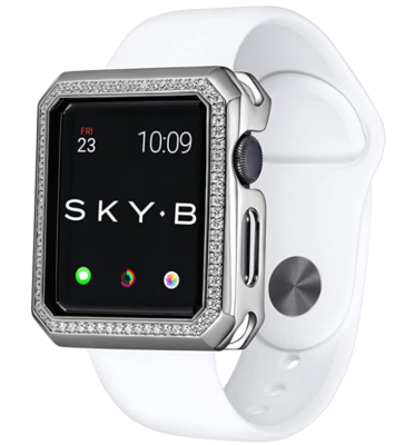 NEW SKYB Deco Halo Silver Protective Jewelry Case Apple Watch