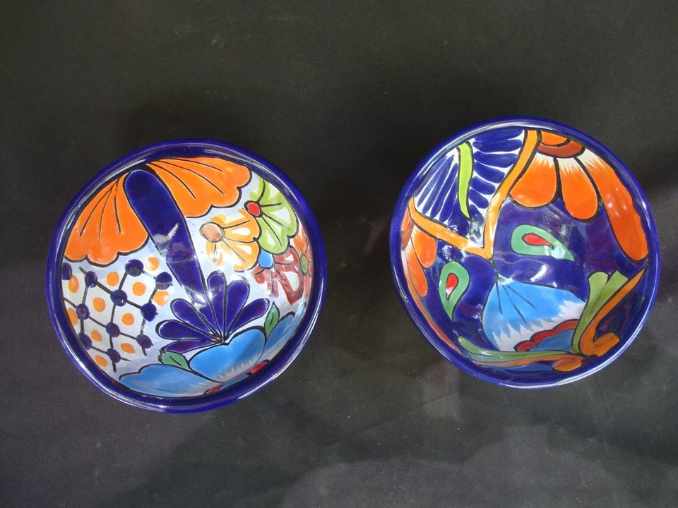Lote de 2 Cuencos Talavera Juego Salsa Molcajetes Cocina Cerámica Mexicana Arte Popular  Foto 3 de 4