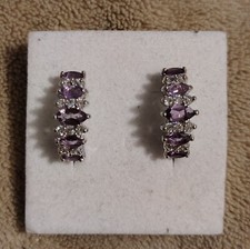 Amethyst Purple Stone CZ Earrings