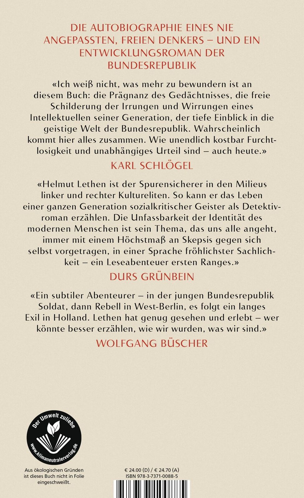 Thumbnail - Denn Für Dieses Leben Ist Der Mensch Nicht Schlau Genug, Helmut Lethen