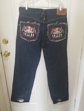 Y2K Red Monkey Company Embriodered Jeans-Damaged Sz.36 See Photos