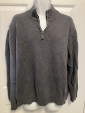 LL Bean Men  s XL 100 Cotton Gray 1/4 Zip Sweater Long Sleeve EUC